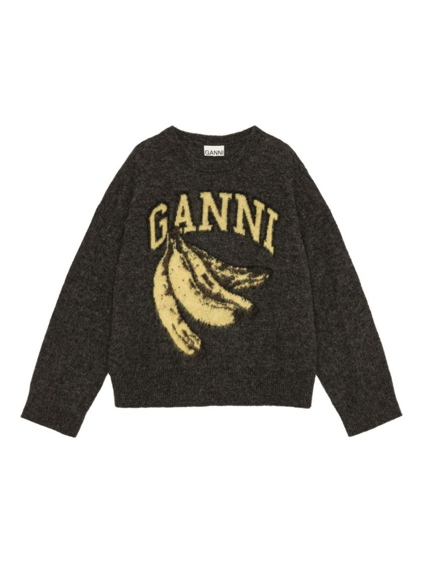 Ganni Graphic Knit Sweater With Playful Banana Design