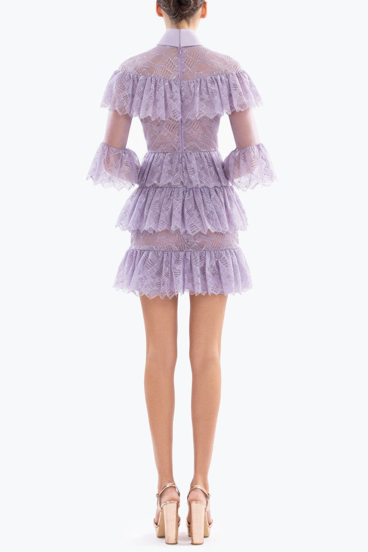 Saiid Kobeisy Ruffled Lace Mini Dress