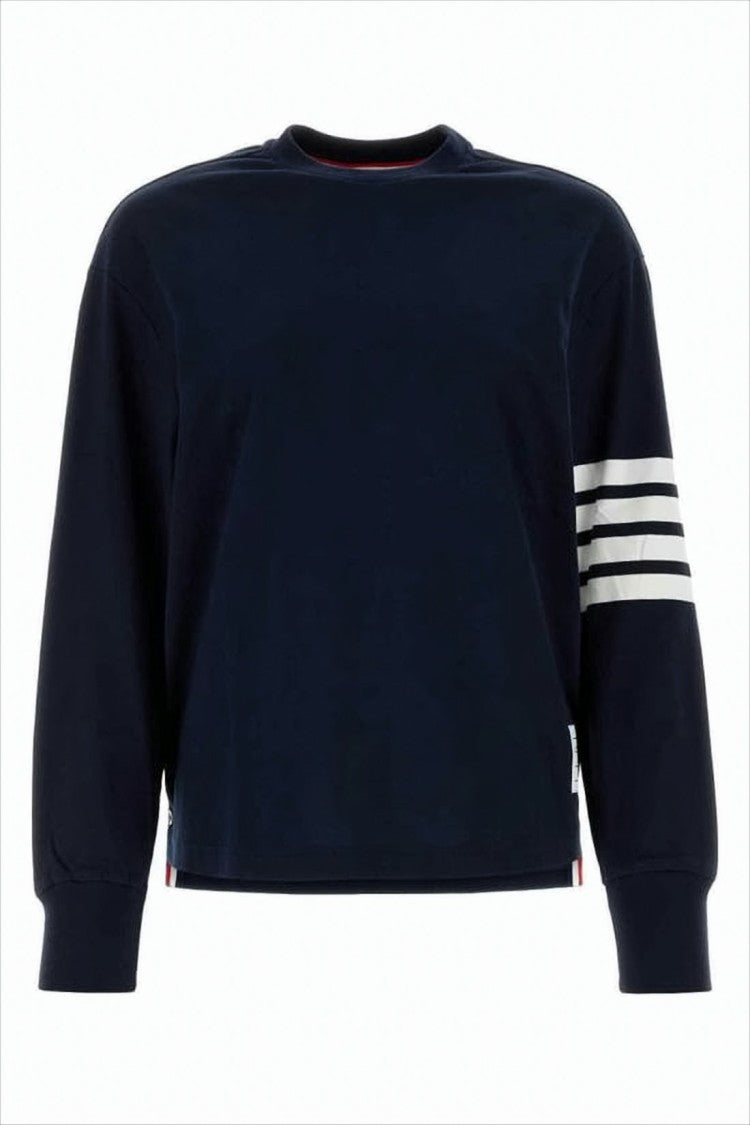 Thom Browne Relaxed-Fit Long-Sleeve T-Shirt With Striped Sleeve Accents