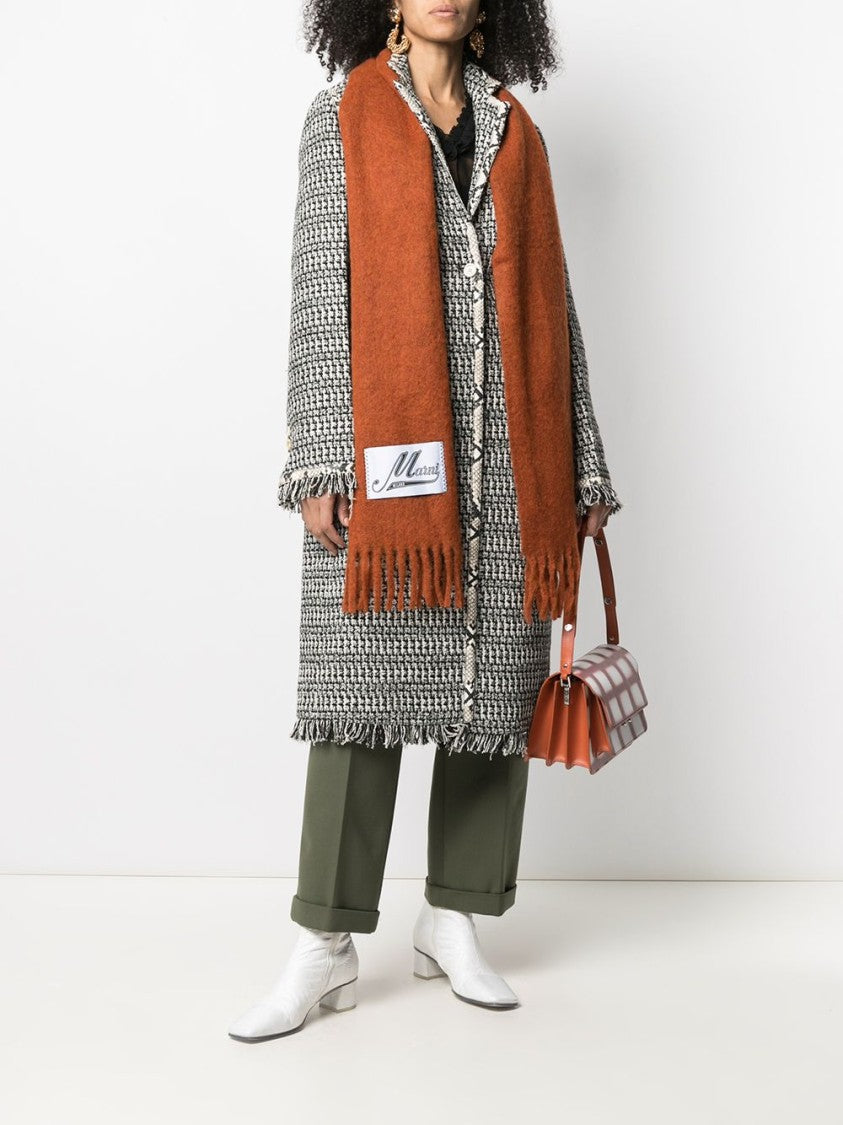 Marni Fringed Beige Alpaca-Blend Scarf With Textured Finish