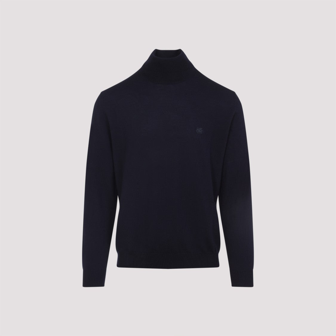 Etro Dark Blue Wool Turtle Neck