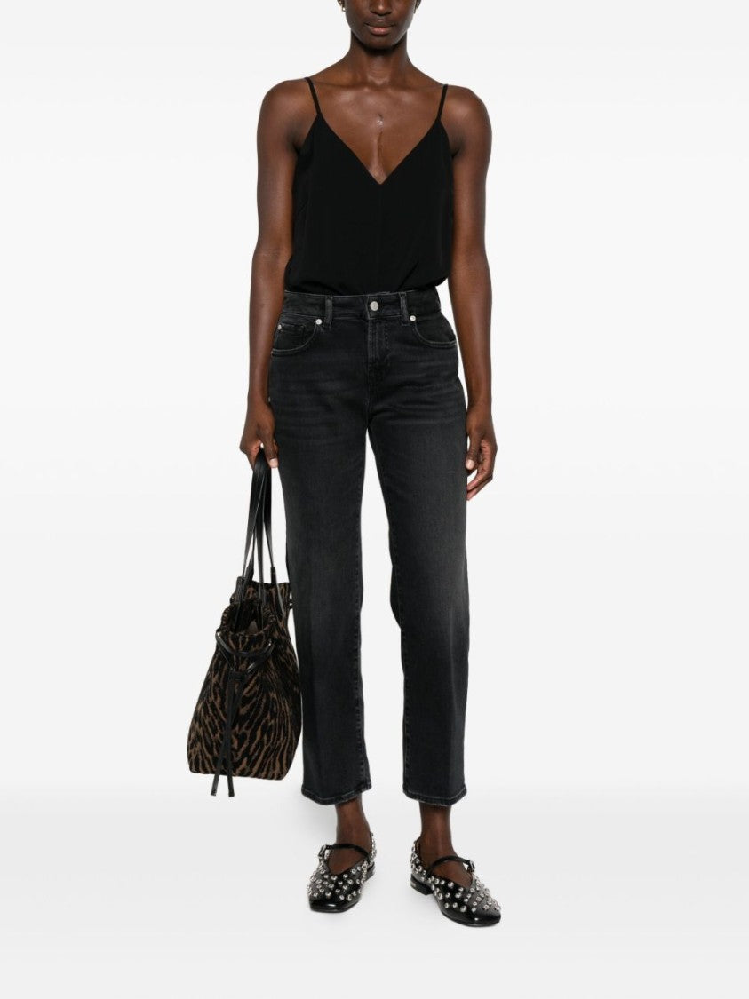 Seven Classic Black Jeans With Five-Pocket Design