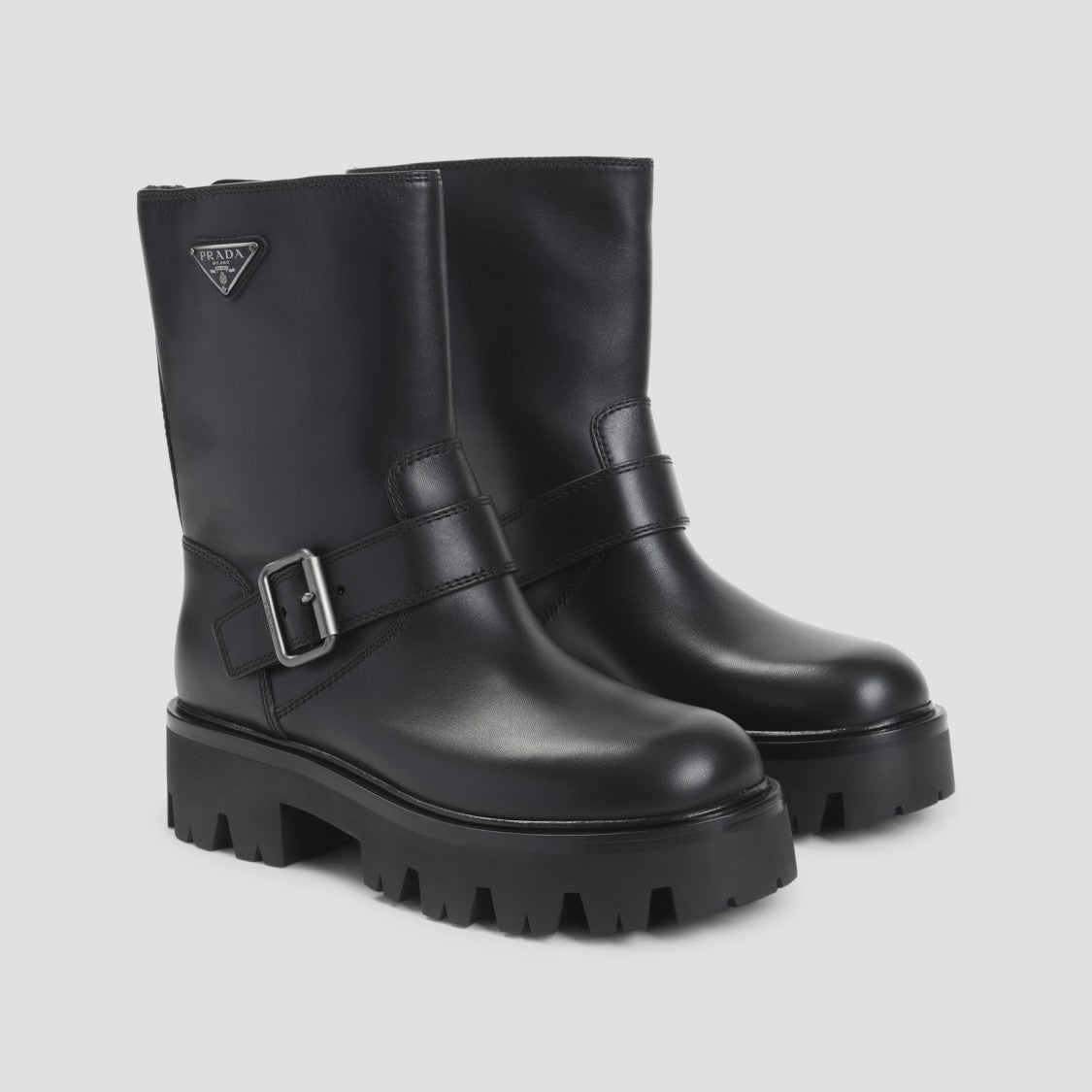 Prada Ankle Boots With Smooth Leather Upper And Chunky Sole