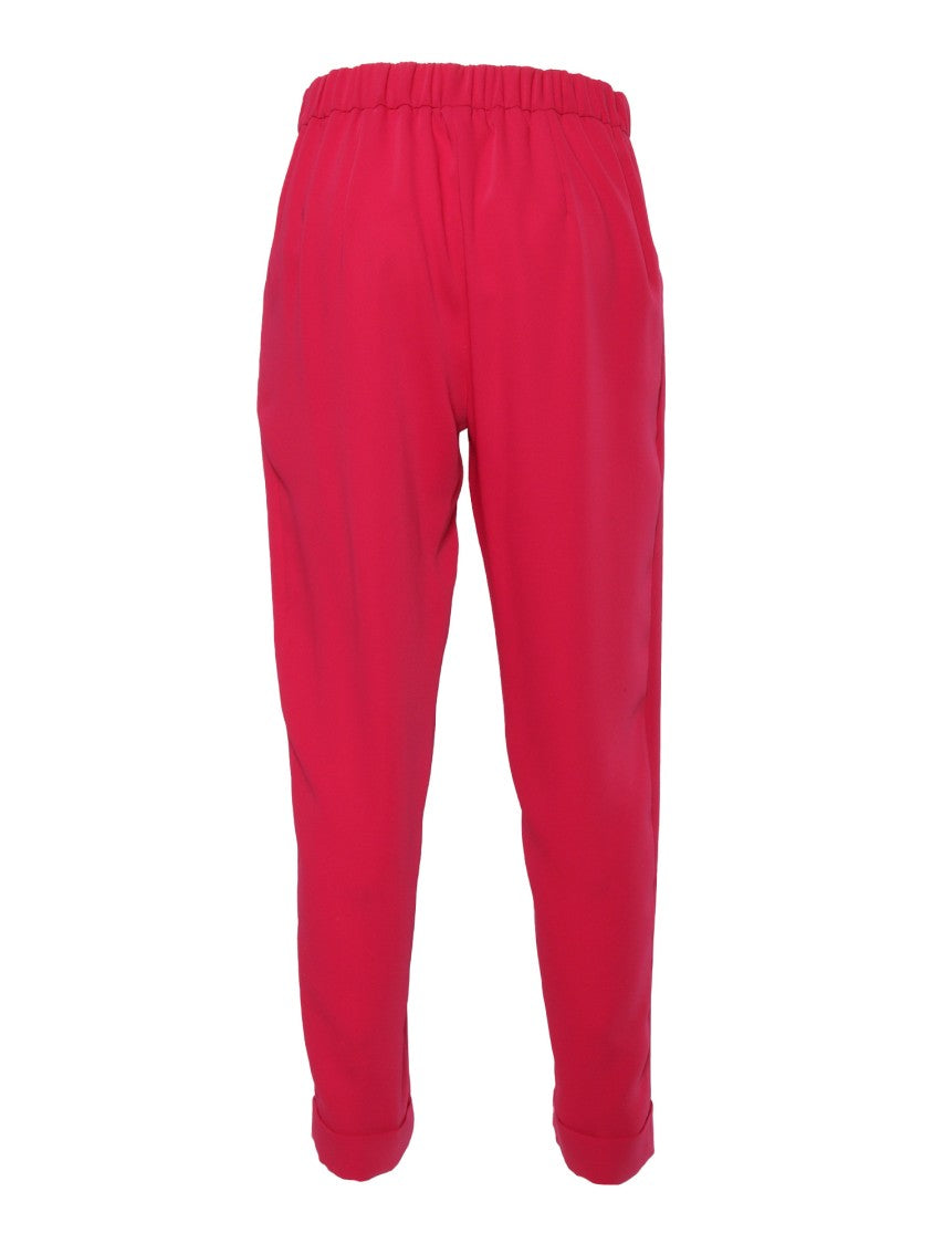 P.A.R.O.S.H. Tapered Red Tailored Pants With Elastic Waistband