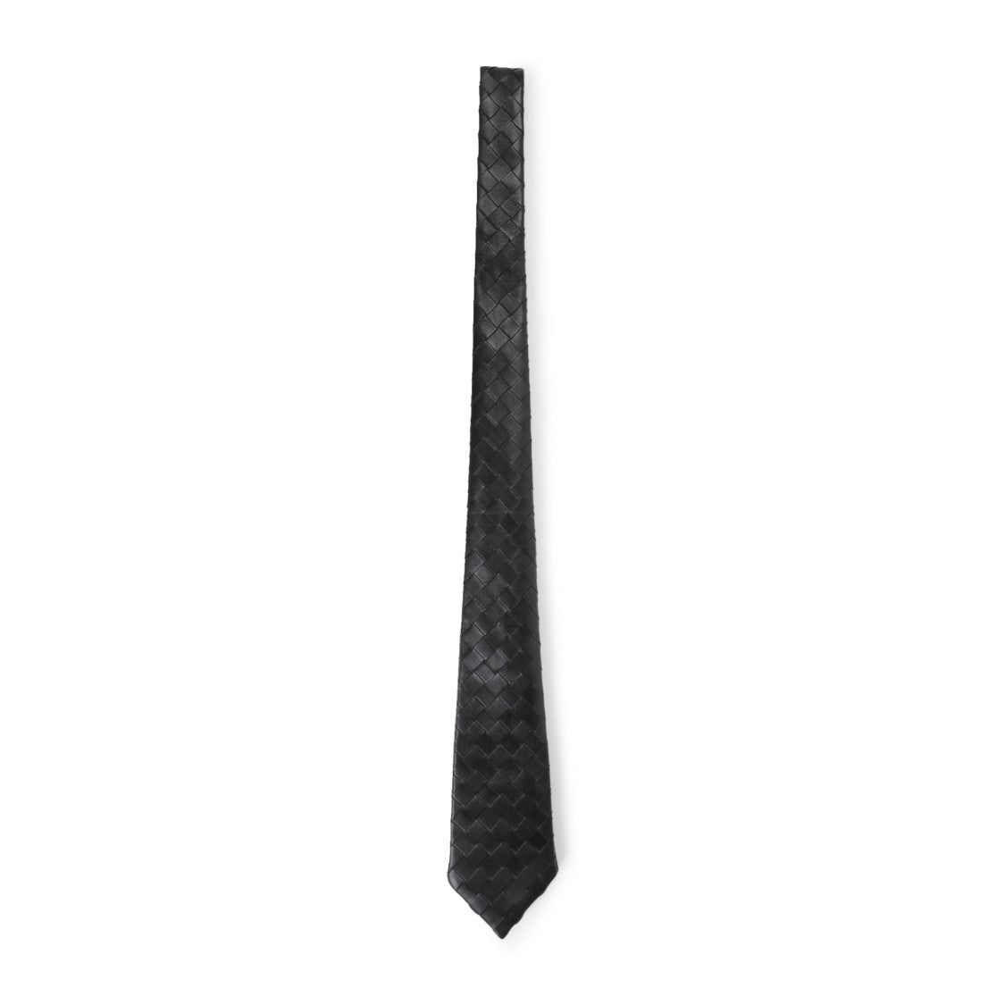 Bottega Veneta Braided Leather Tie In Black