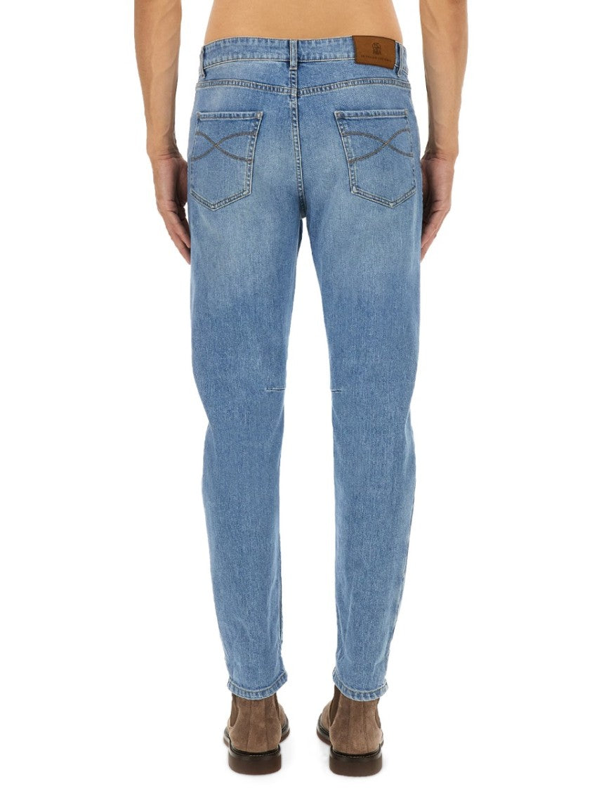 Brunello Cucinelli Light Wash Tapered Leg Jeans