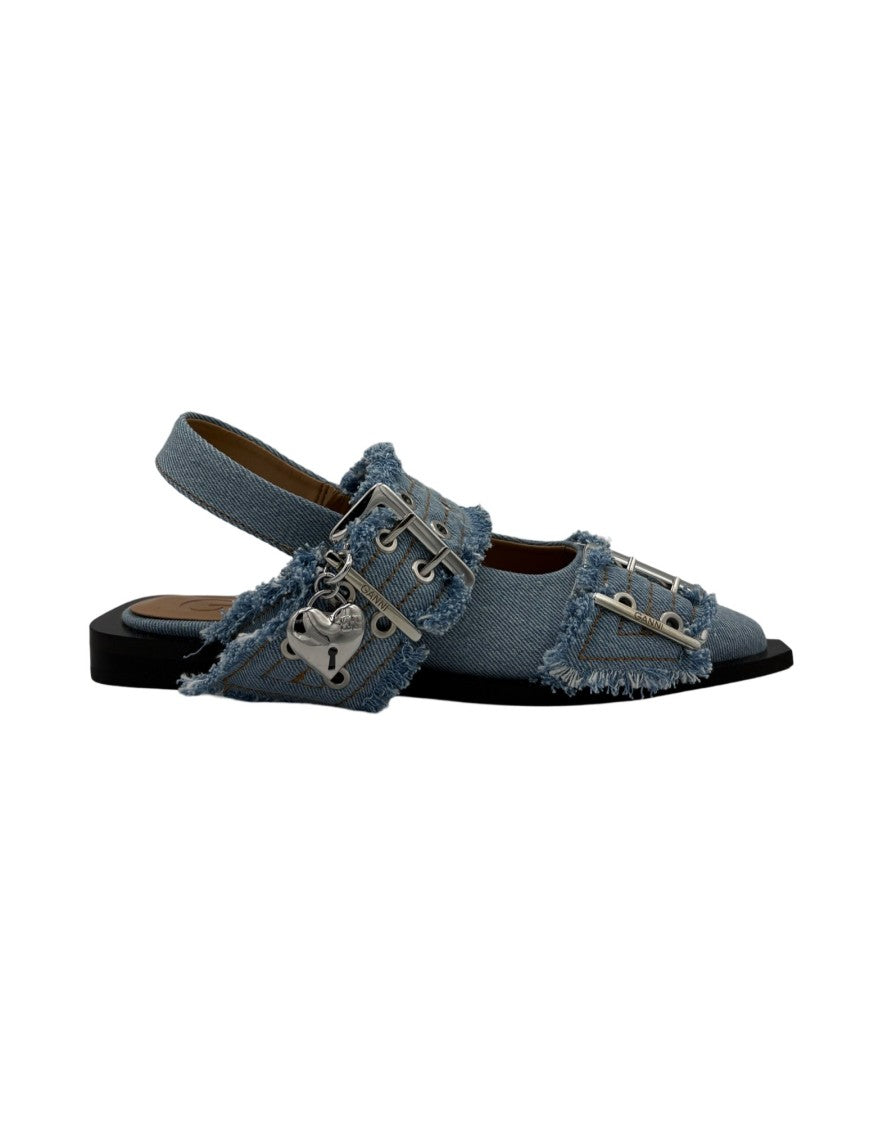 Ganni Ballerina Buckle Charms Denim