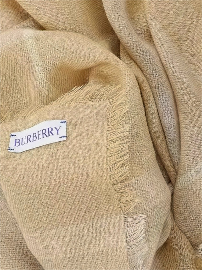 Burberry Beige Check Pattern Wool Scarf