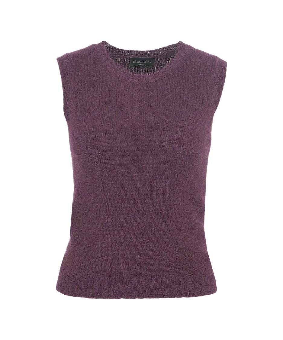 Roberto Collina Knitted Gilet With Round Neckline And Ribbed Details