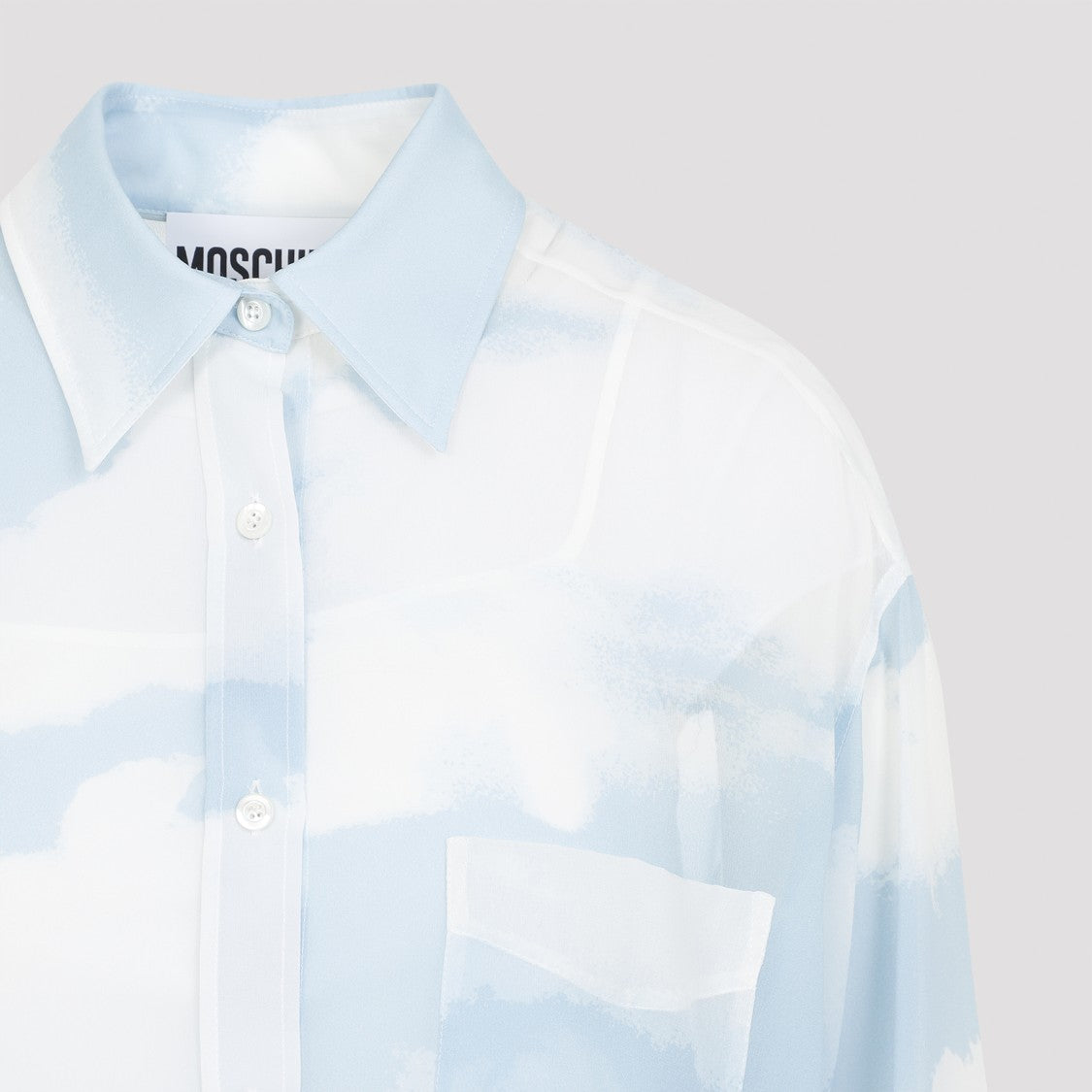 Moschino Blue Silk Long-Sleeved Shirt