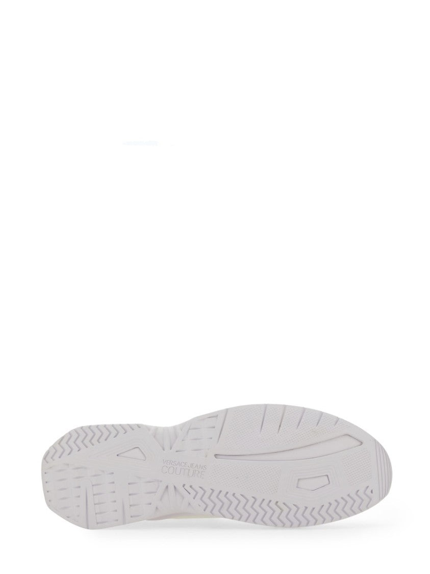 Versace Jeans Couture White Sneakers With Bold Logo And Textured Upper