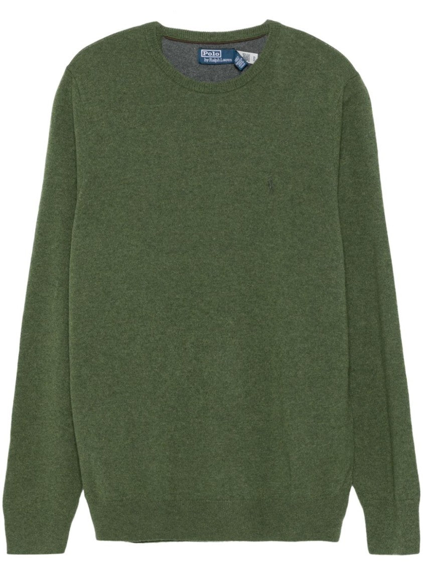 Polo Ralph Lauren Olive Green Fine Knit Crew Neck Wool Sweater