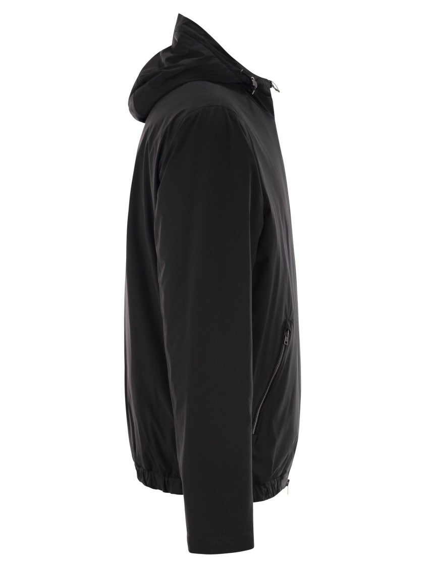 Herno Technical Fabric Bomber Jacket With Hood