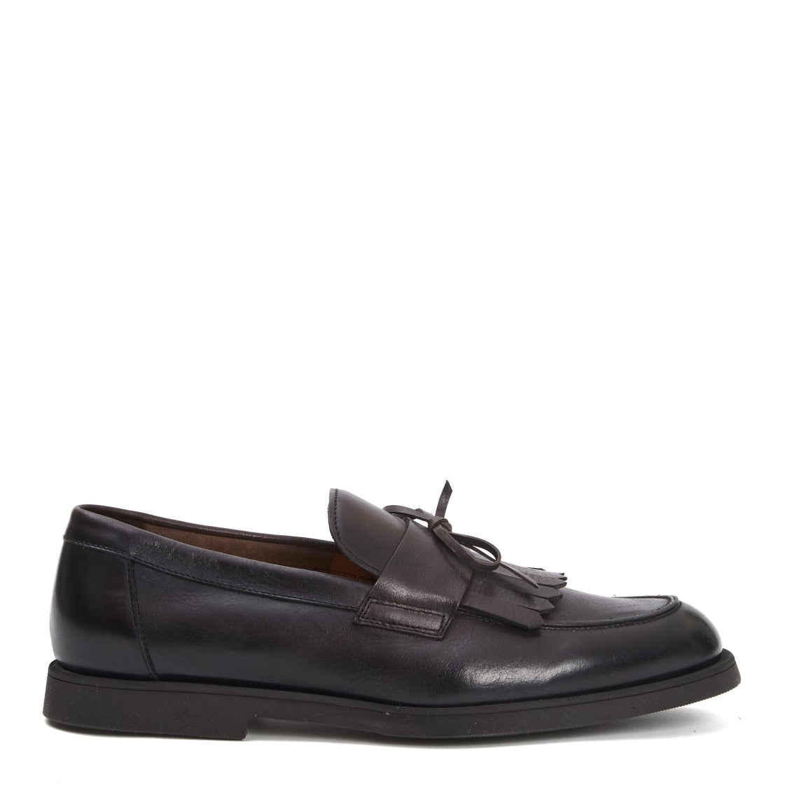 Doucal's Brown Leather Moccasins With Decorative Fringe
