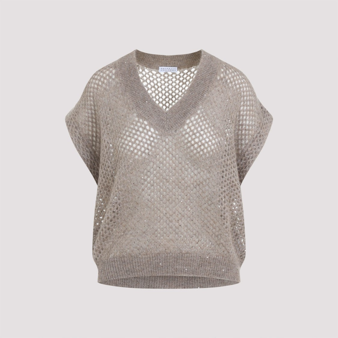 Brunello Cucinelli Hot Brown Mohair Diamond Knit Vest