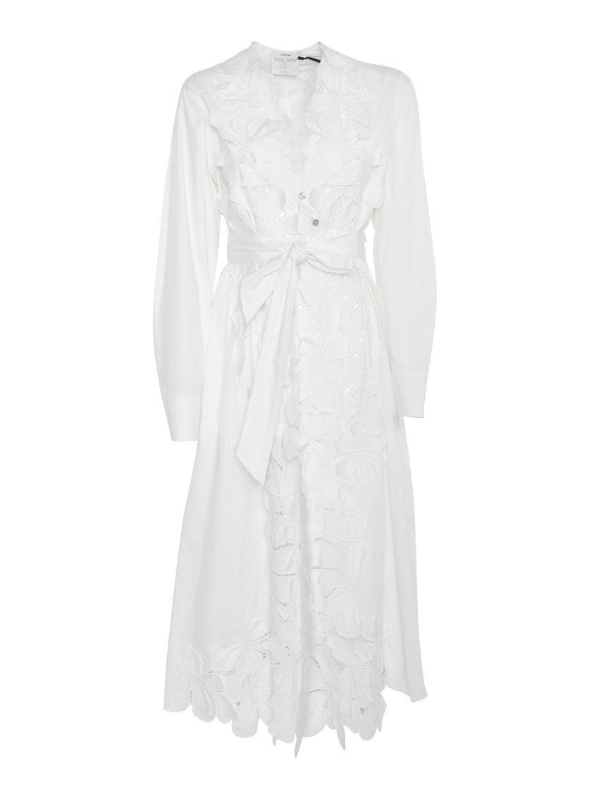 Forte Forte Midi Dress With Floral Embroidery
