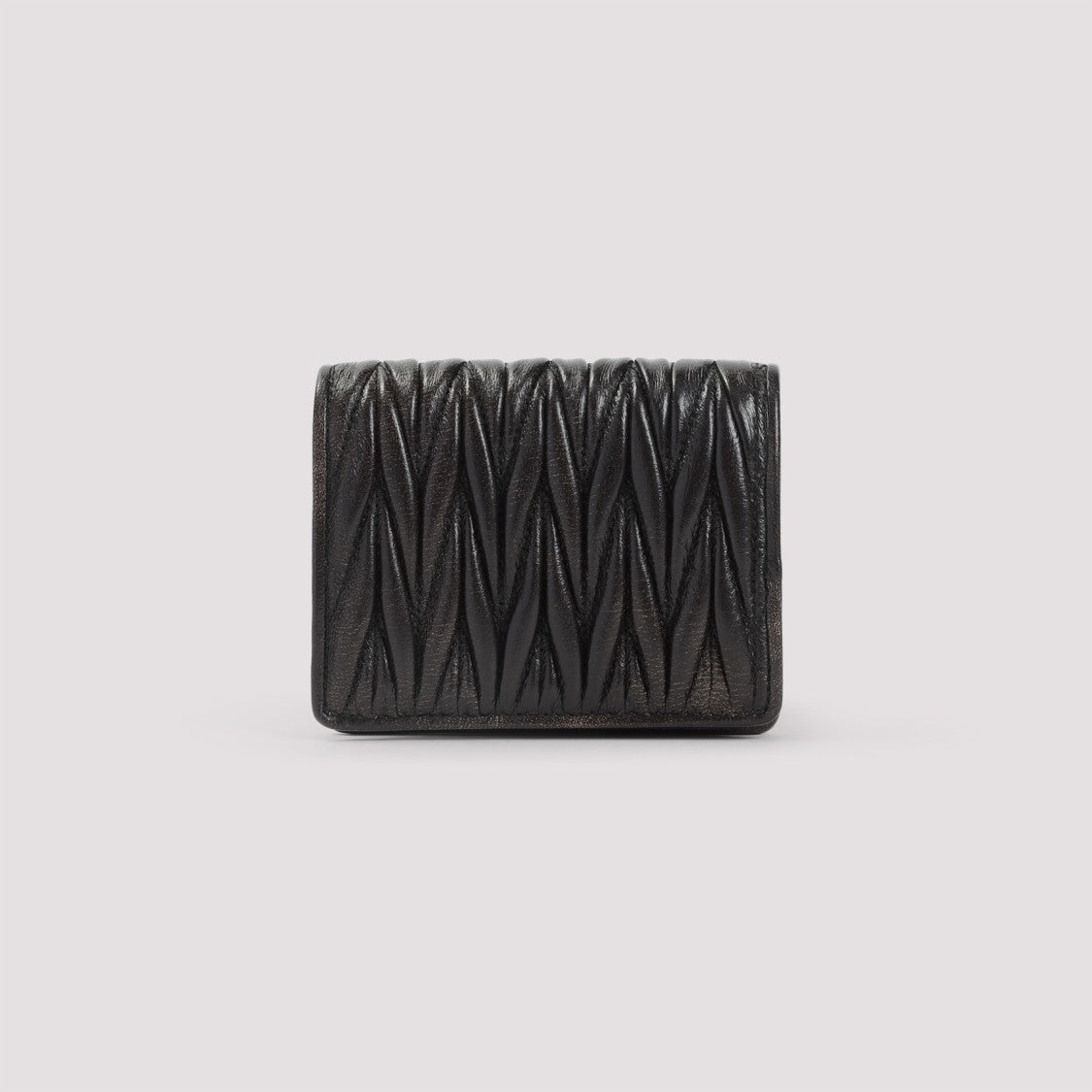 Miu Miu Compact Quilted Brown Lamb Leather Wallet