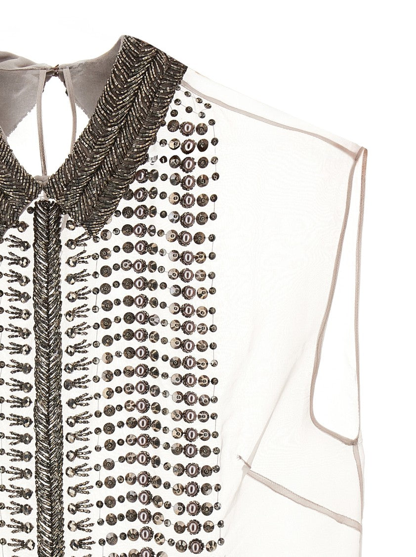 Alberta Ferretti Beaded Chiffon Top