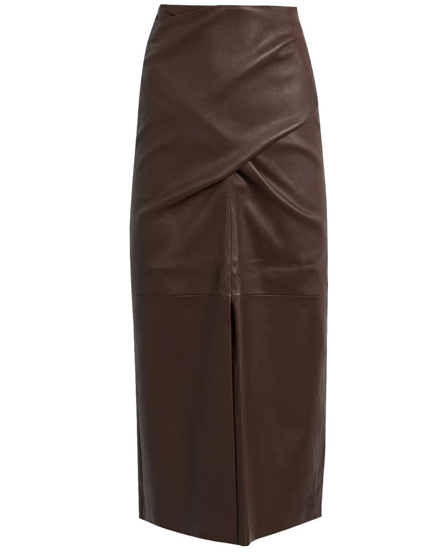 Brunello Cucinelli Brown Leather Skirt