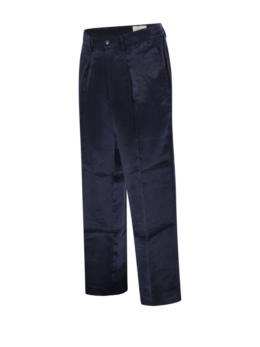 Marco Coppola Tailored Black Cupro Resort Pants With Front Pleats