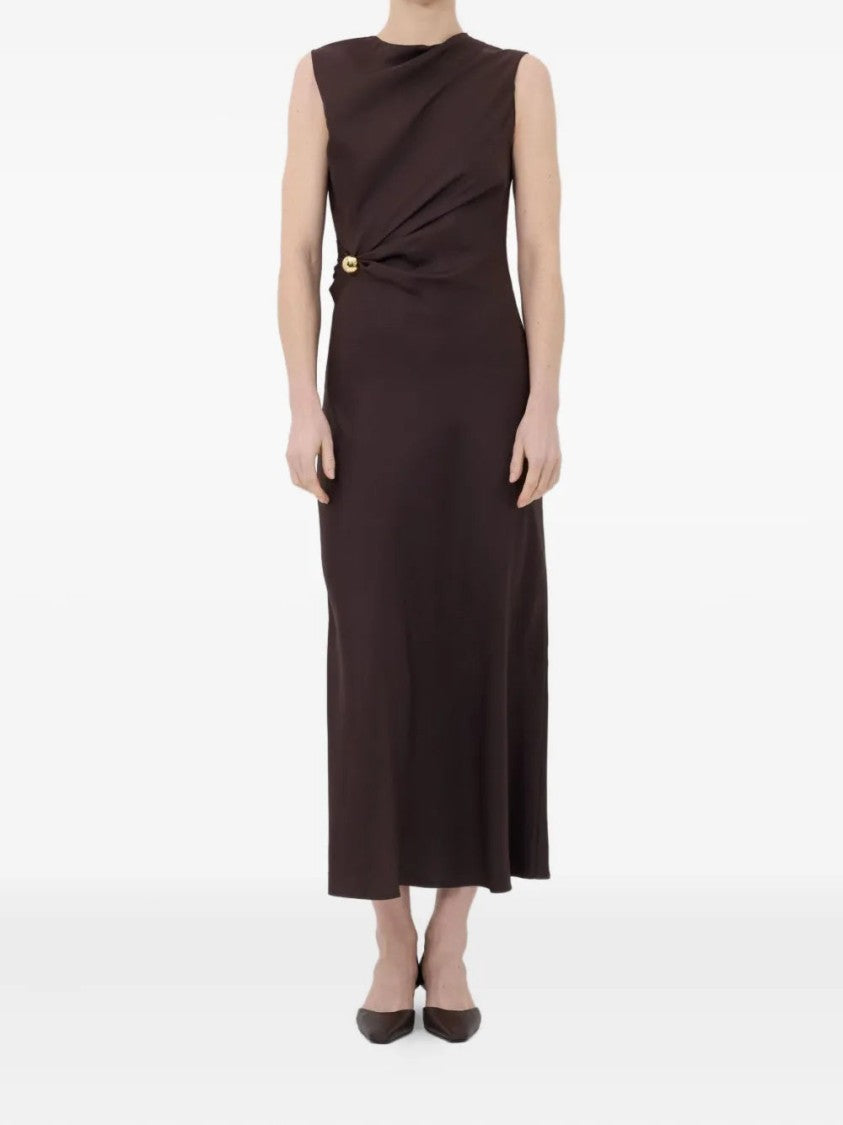 Loulou Studio Roan Draped Metal-Ornament Midi Dress