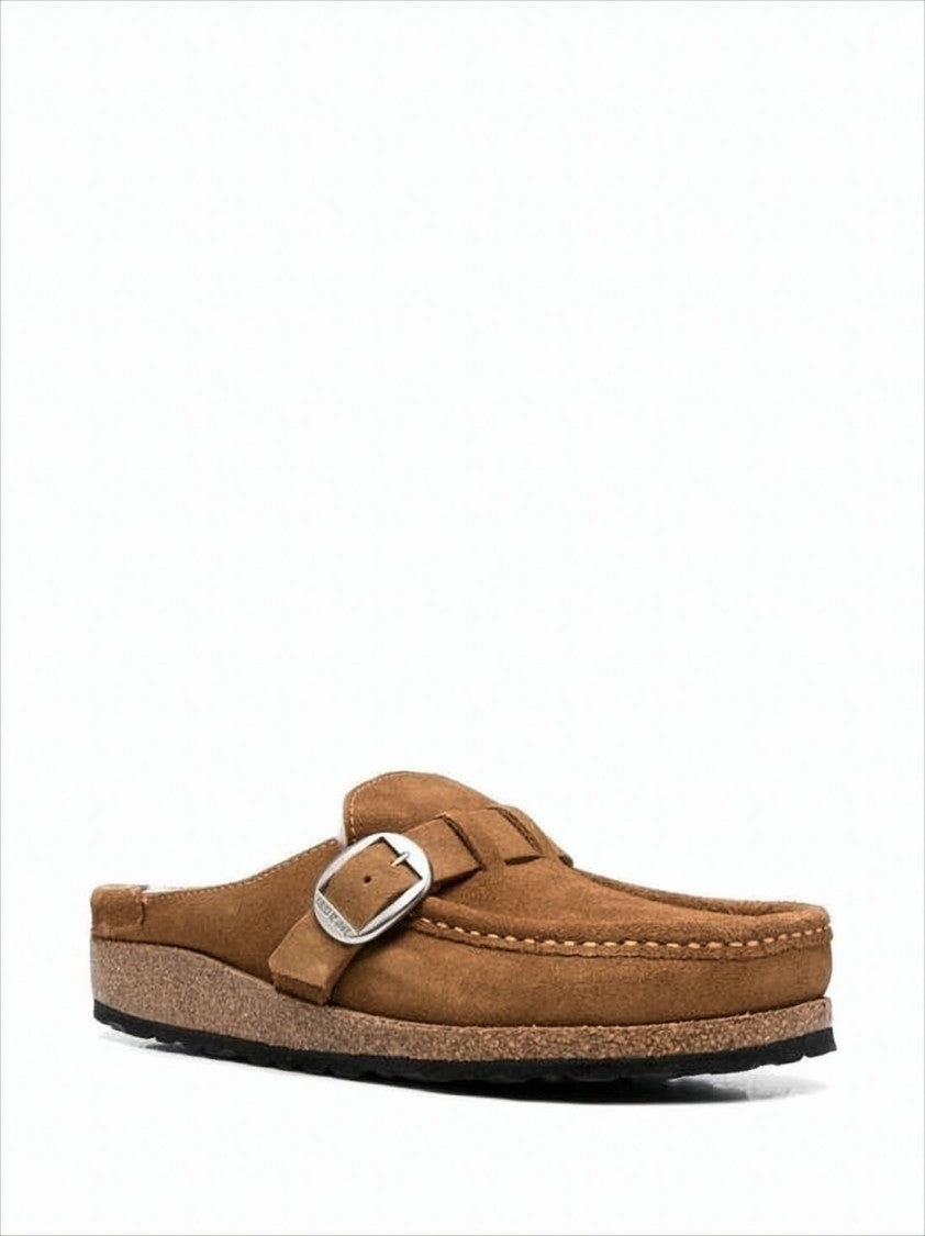Birkenstock Brown Suede Mule With Silver Buckle