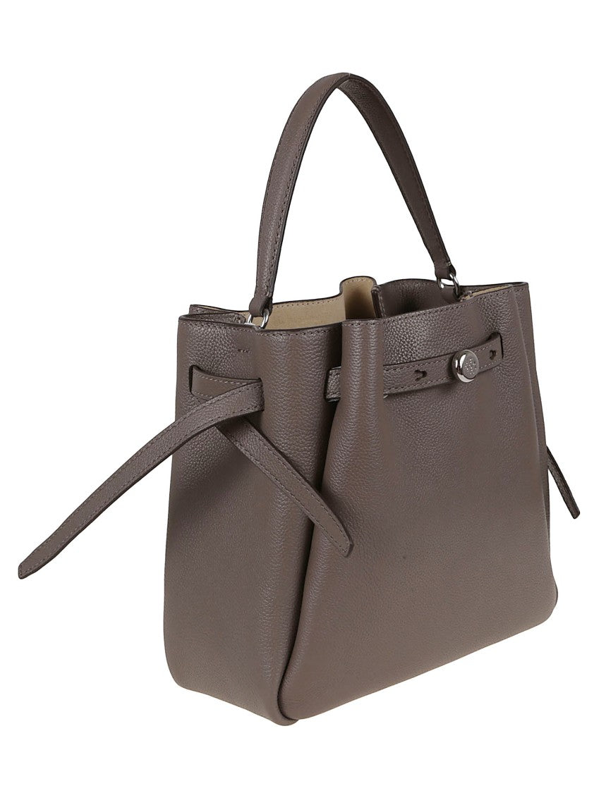 Tory Burch Romy Green Leather Structured Shopper Bag