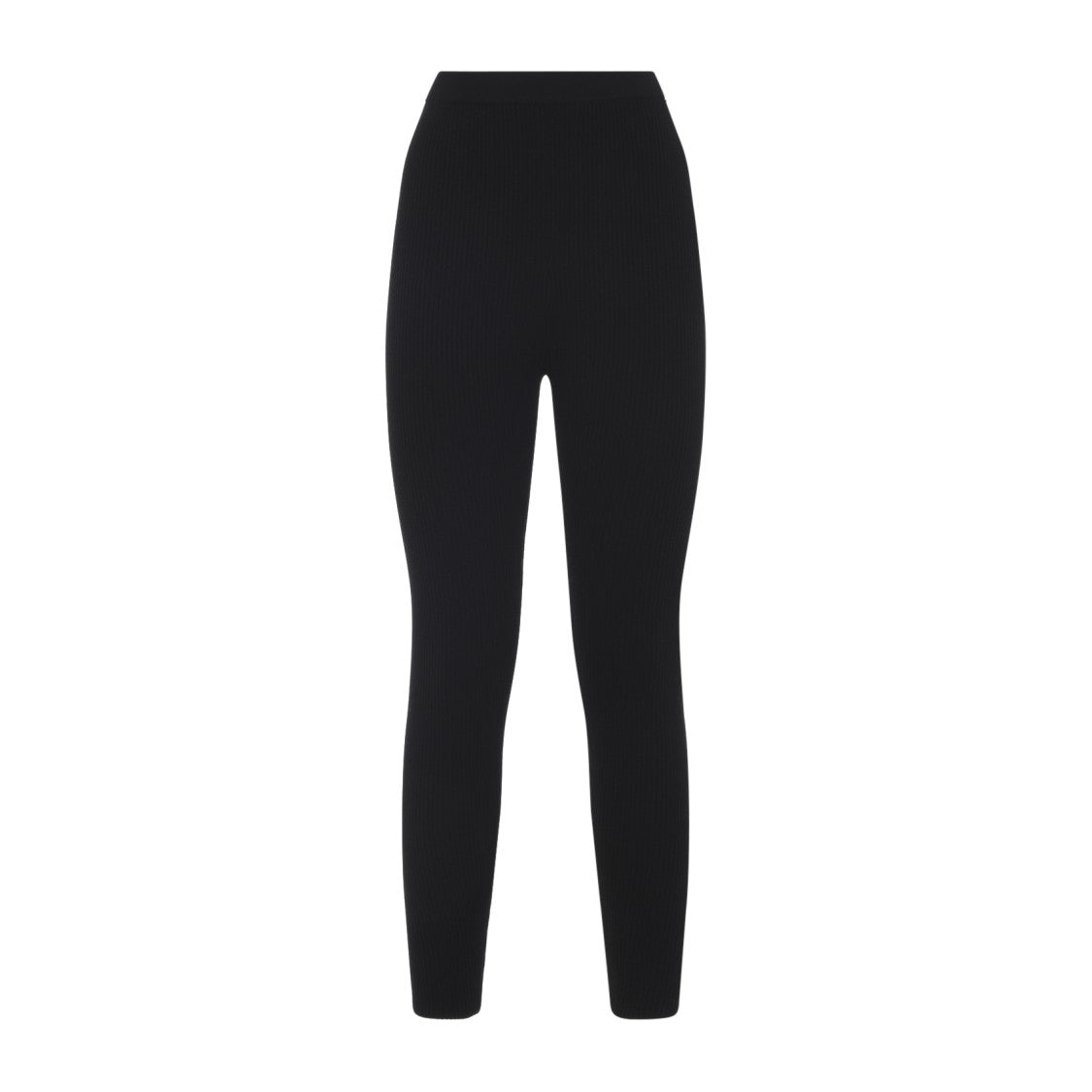 Yves Salomon High-Waisted Slim-Fit Knit Pants With Ribbed Texture