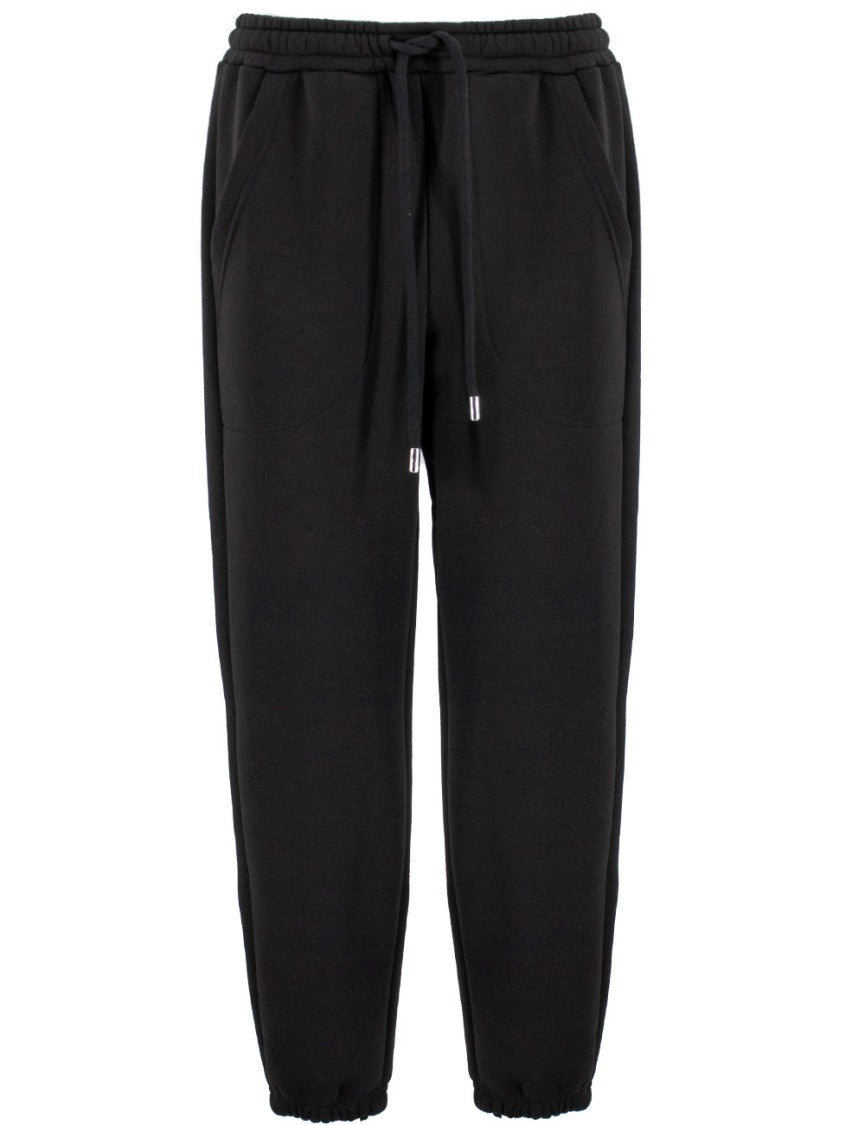 Ermanno Firenze Black High-Waisted Jogger Trousers With Drawstring Detail