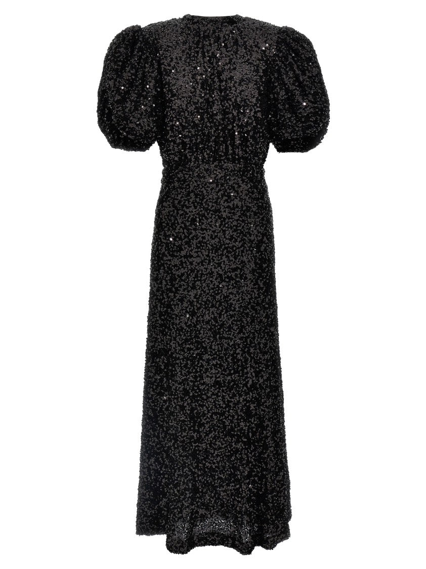 Rotate Birger Christensen All-Over Sequin-Embellished Midi Dress With Ribbon Fastening