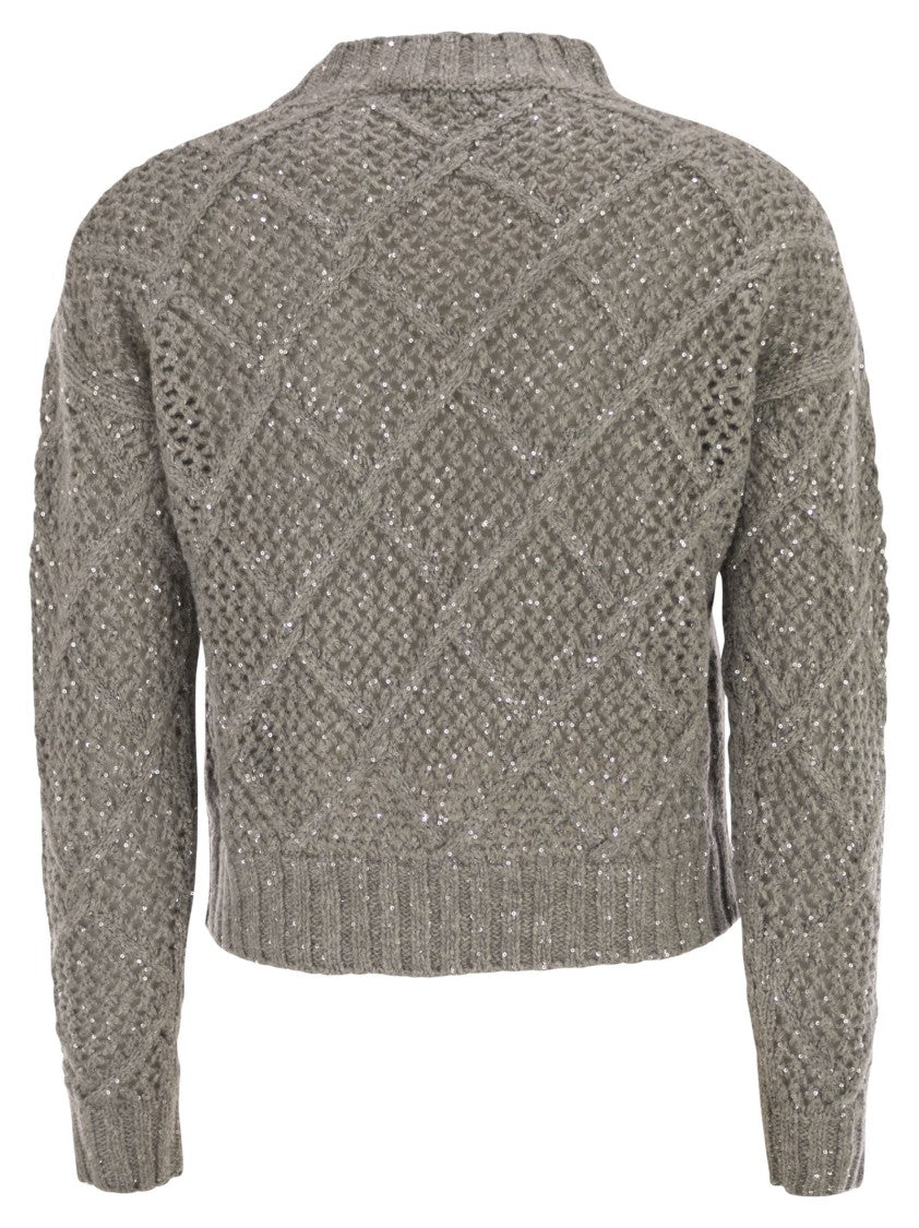 Max Mara Ellade - Boxy Wool And Cashmere Jumper With Sequins
