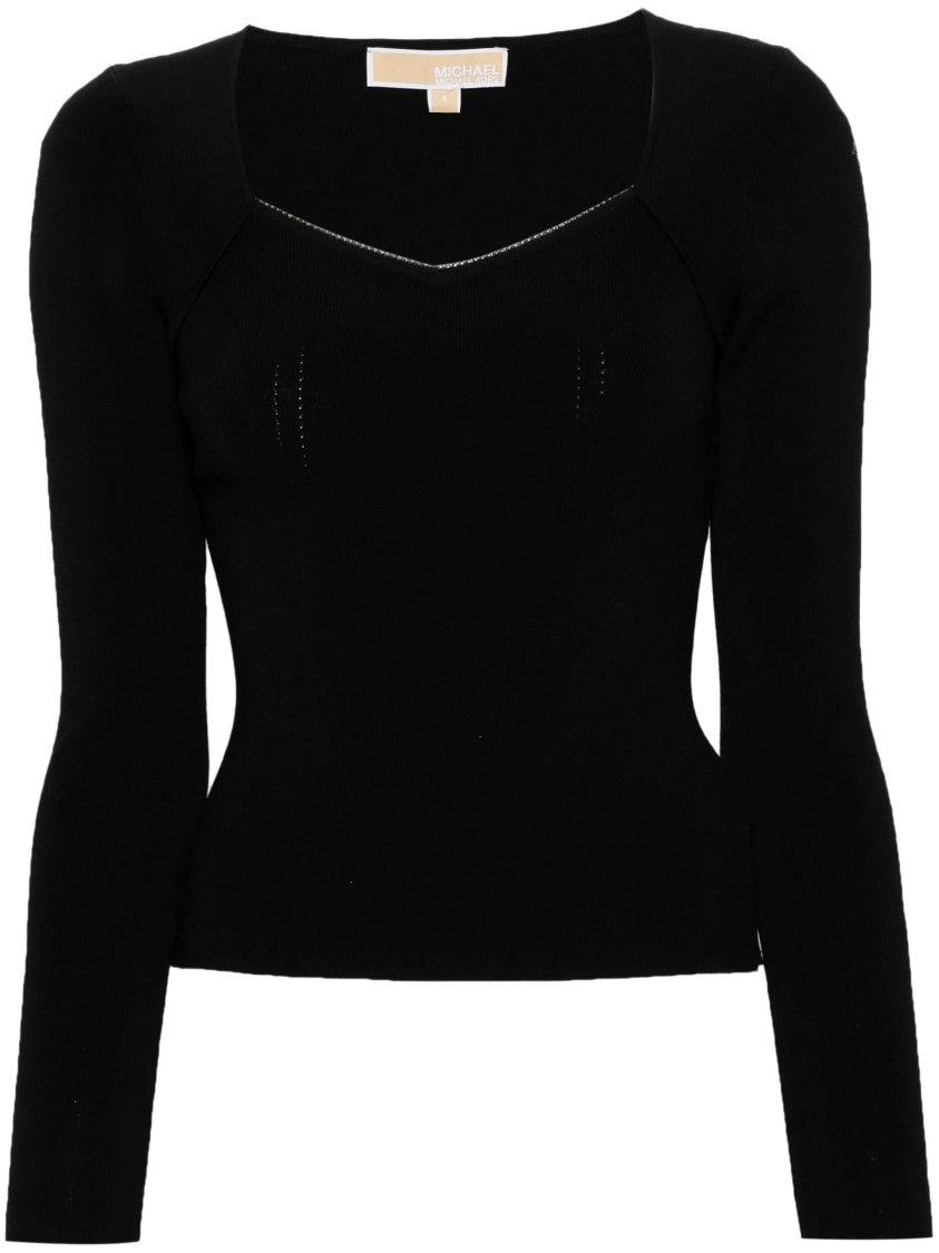 Michael Kors Gem Trim Bustier Ls Top