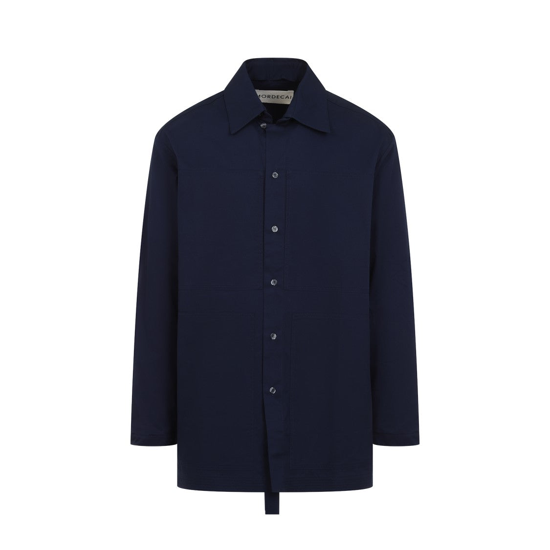 Mordecai Blue Shirt With Classic Collar And Contrasting Back Stripes