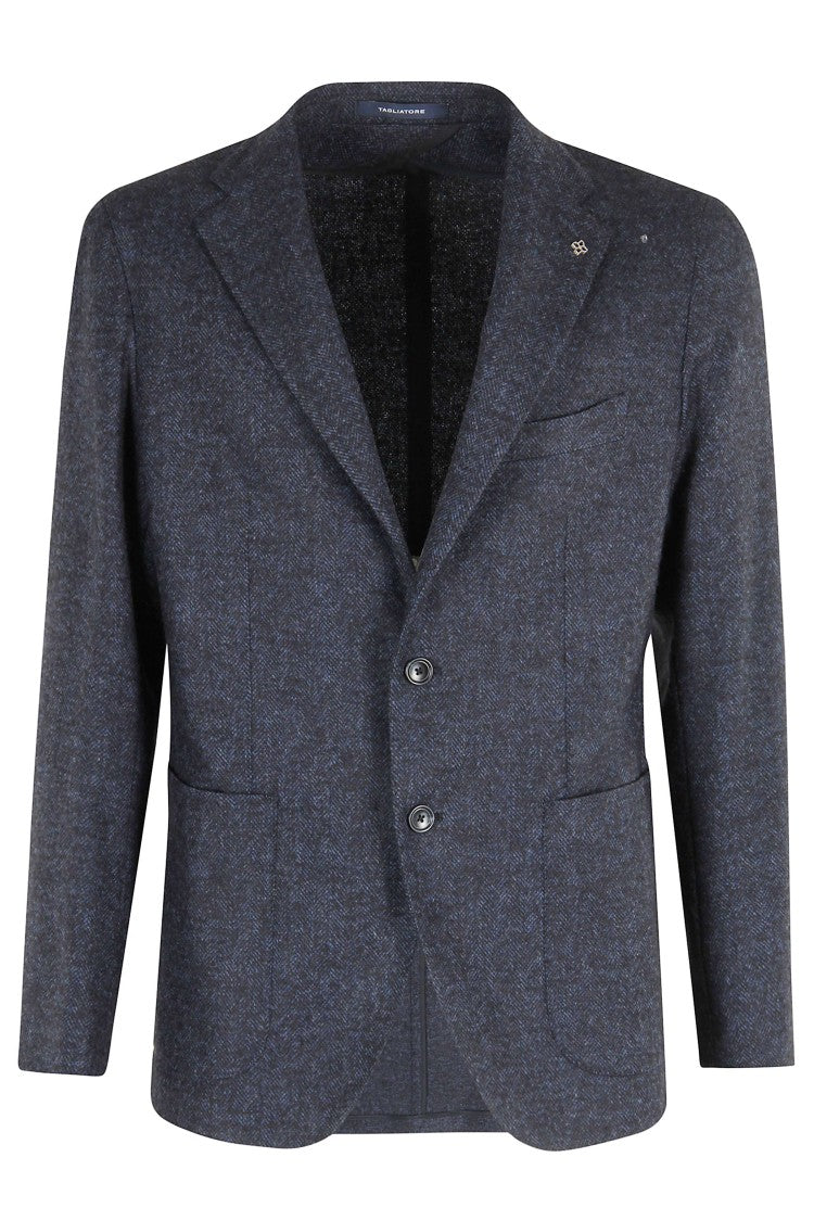 Tagliatore Peaked Lapel Single-Breasted Wool Blazer