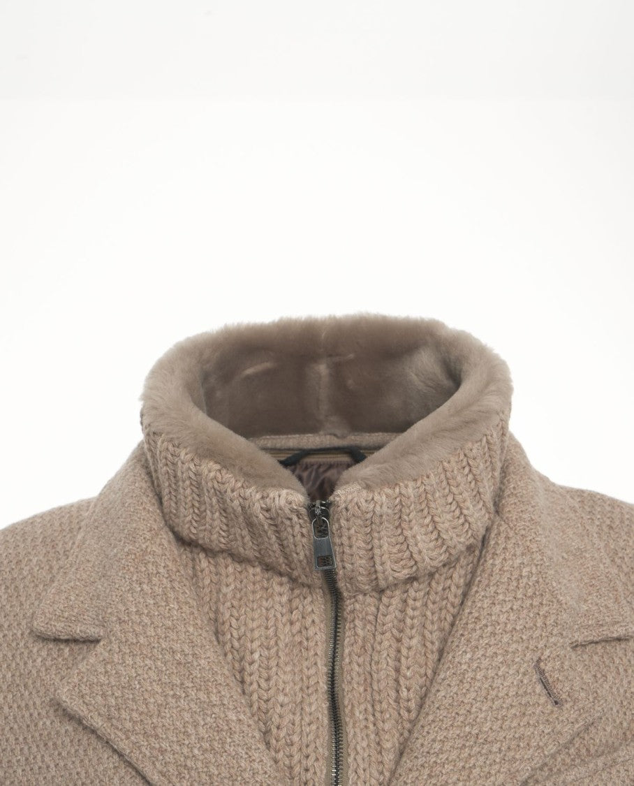 Gimo's Beige High-Collared Single-Breasted Gimo's Coat