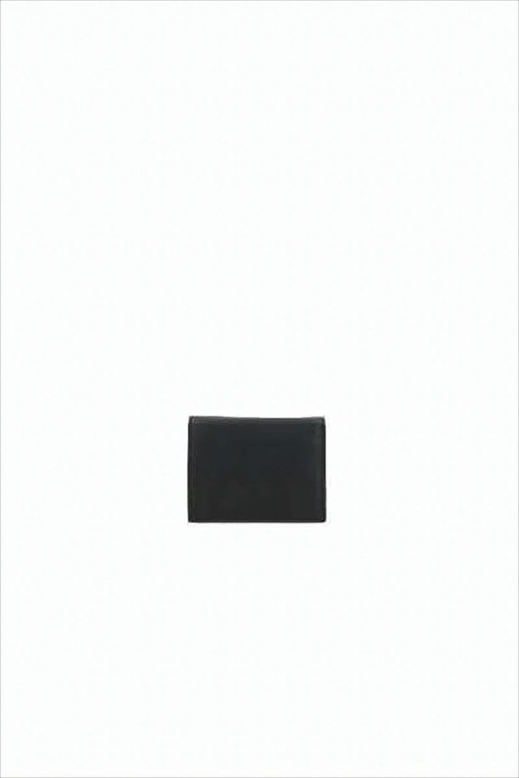 Prada Black Calf Leather Wallet With Fold-Over Design