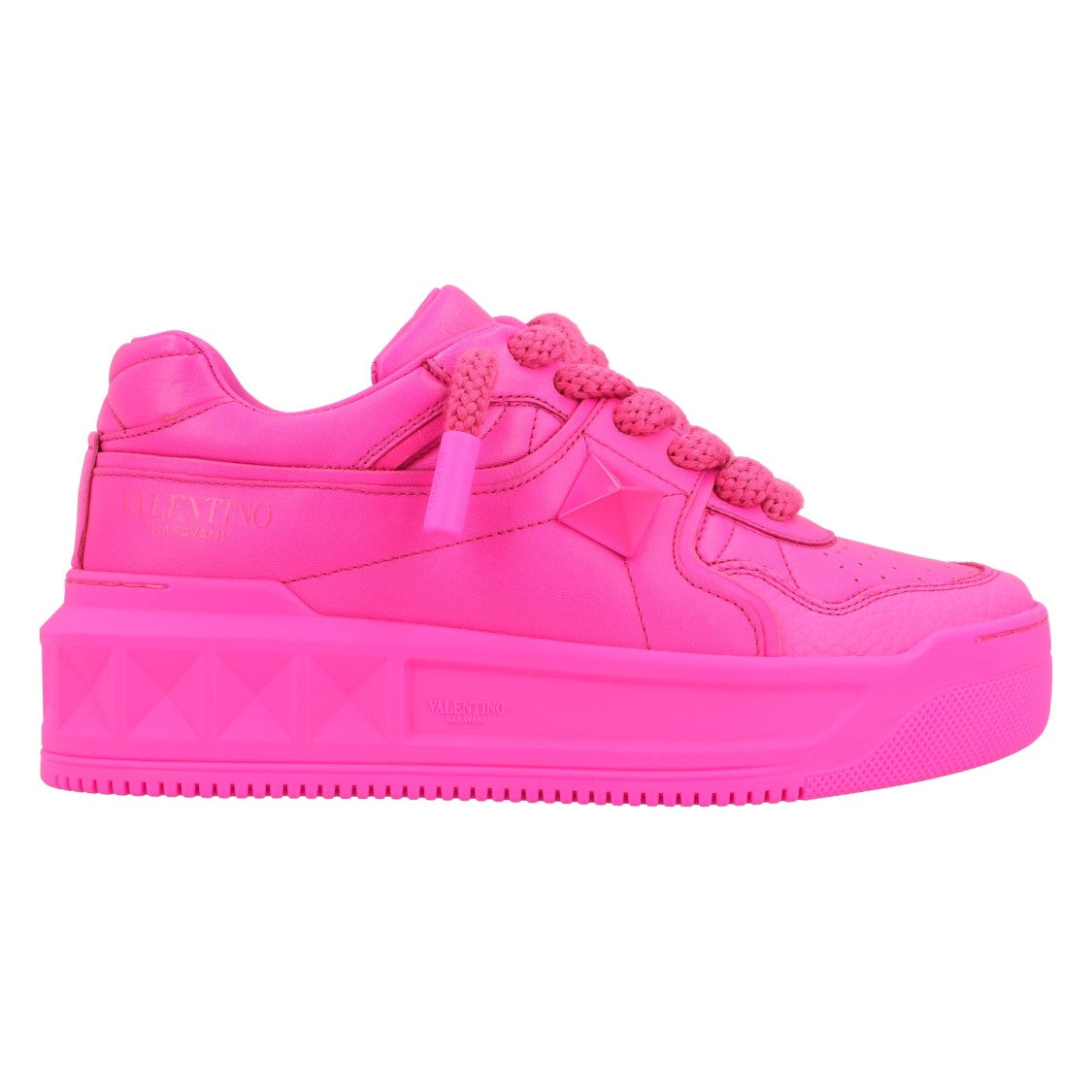 Valentino Pink One Stud Xl Leather Sneakers