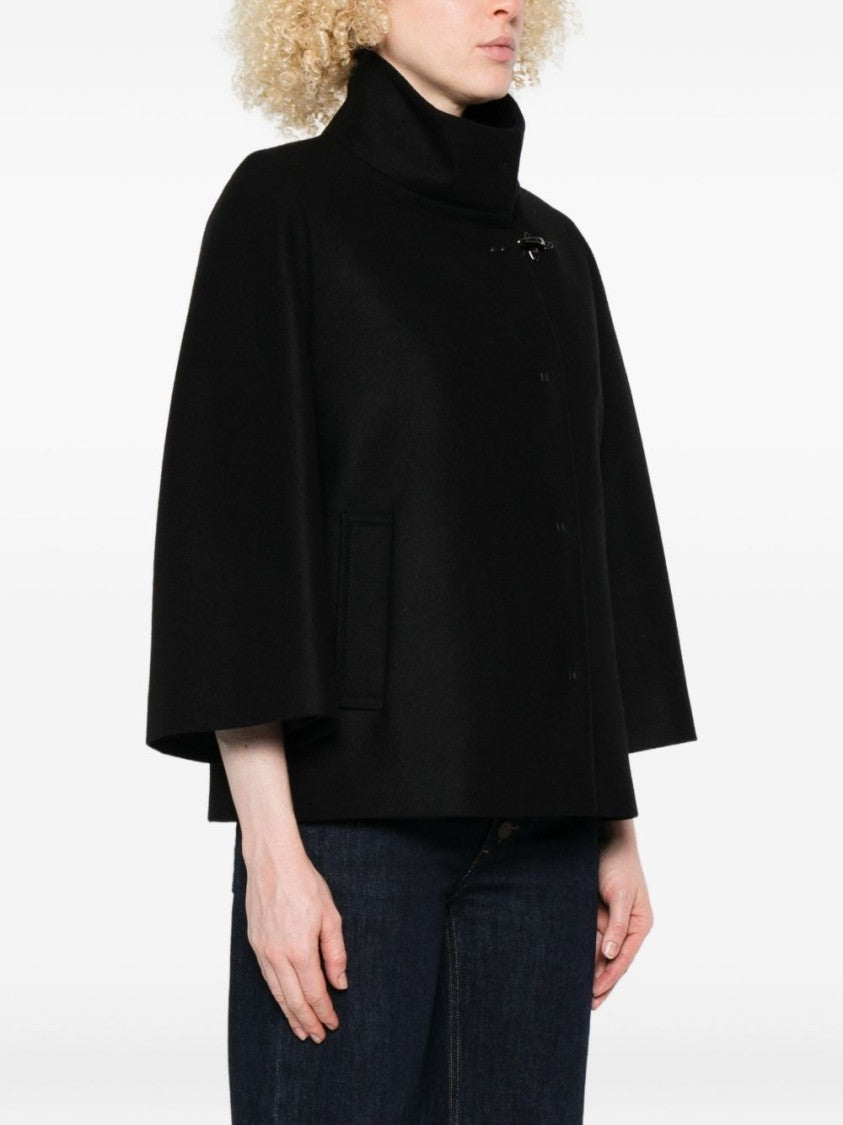 Fay Tailored Wool Blend Giacconi With Asymmetrical Closure
