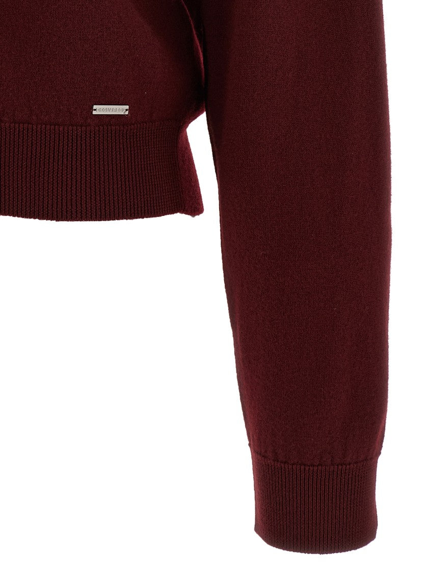 Dsquared2 V-Neck Cropped Wool Sweater