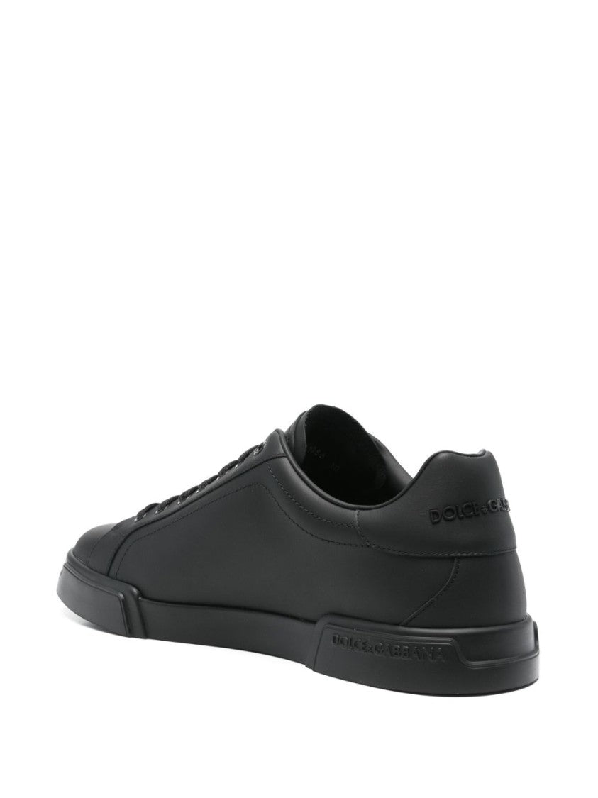 Dolce & Gabbana Portofino Light Sneakers In Smooth Black Leather