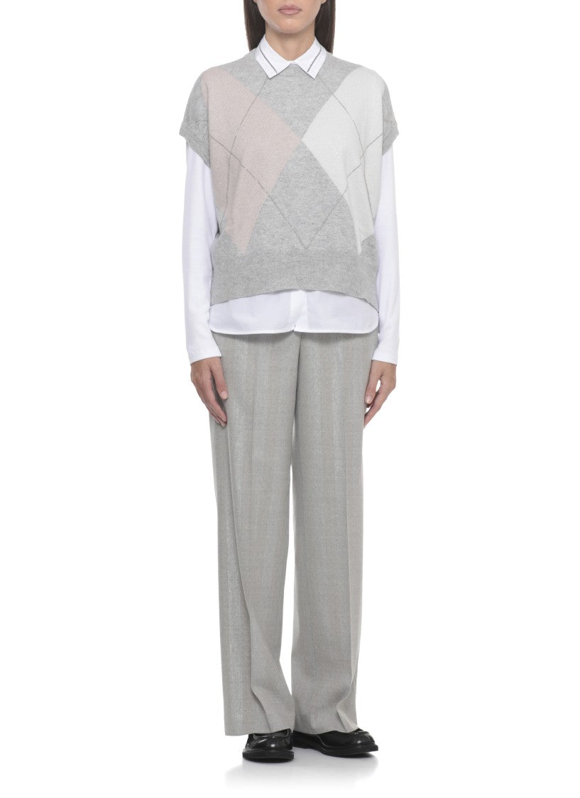 Peserico Grey Wool And Silk Vest