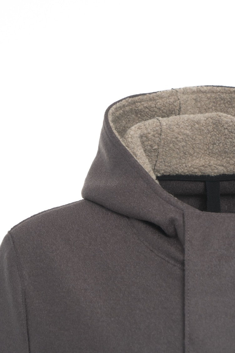 Harris Wharf London Wool Coat With Hood And Concealed Closure