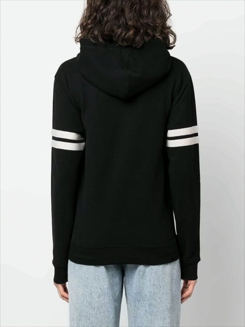 Saint Laurent Relaxed Fit Black Hoodie With Embroidered Logo