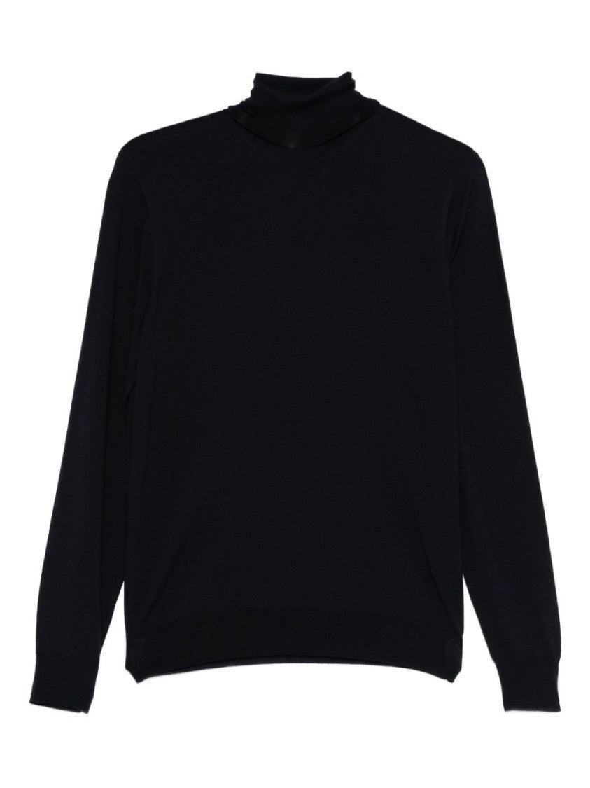 Drumohr Navy Blue Merino Wool Turtleneck Sweater