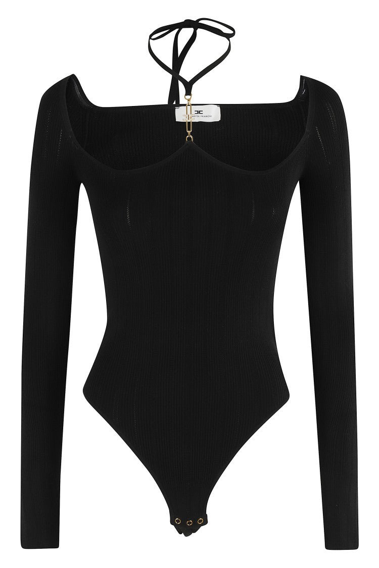 Elisabetta Franchi Fitted Body Tricot With Sculpted Neckline