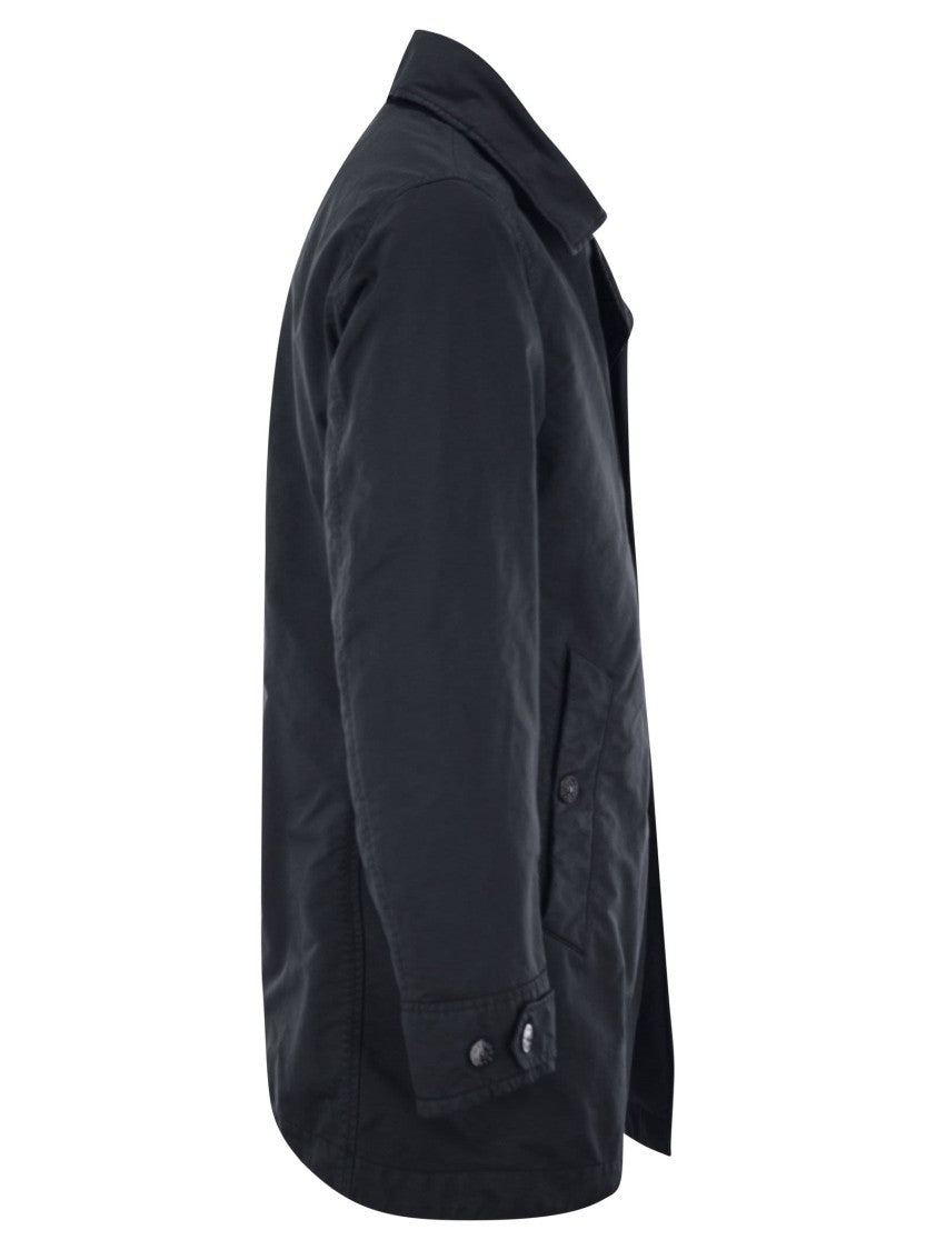 Stone Island Short Trench Coat With Anti-Drip Treatment