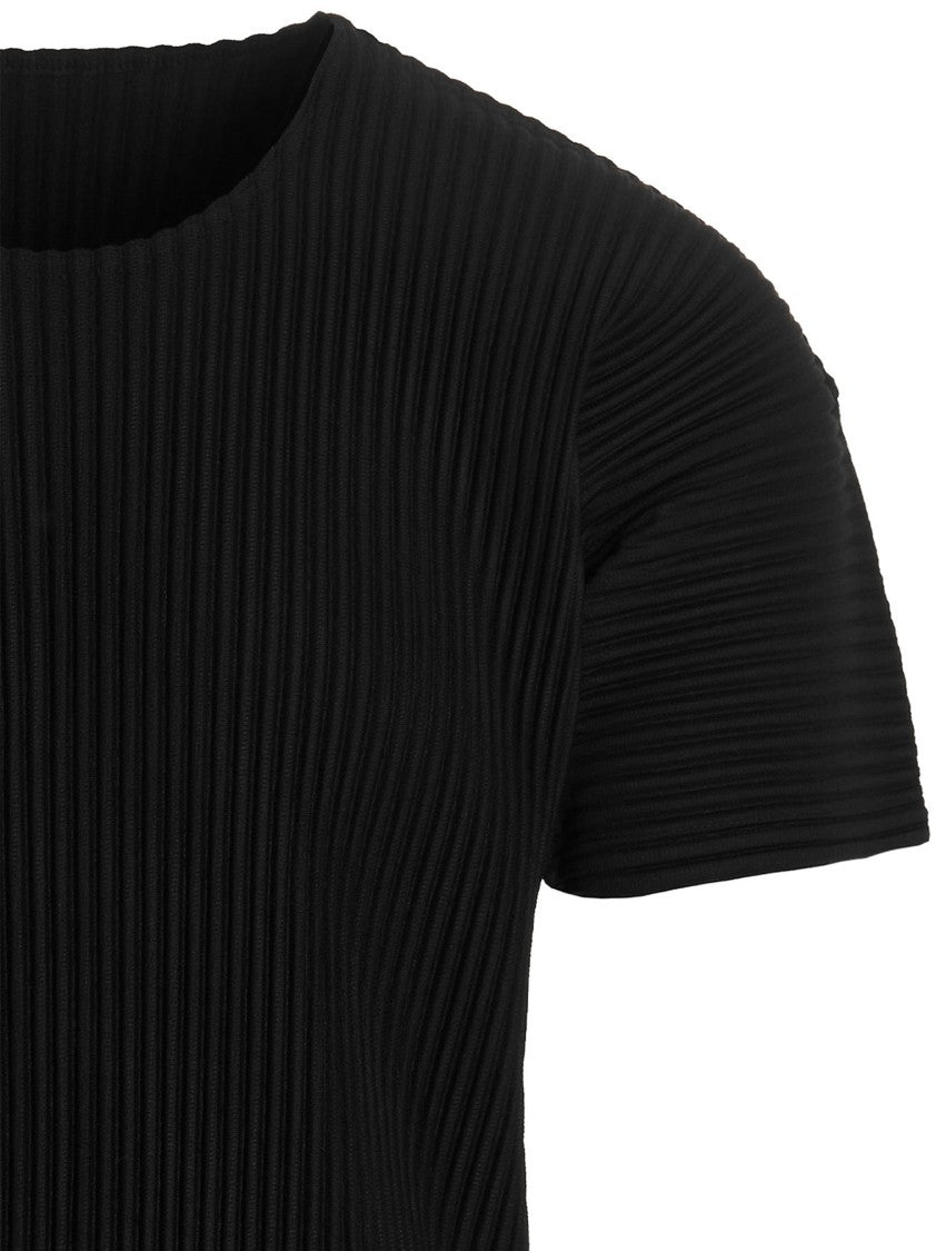 Homme Plissé Issey Miyake Textured Black Pleated T-Shirt