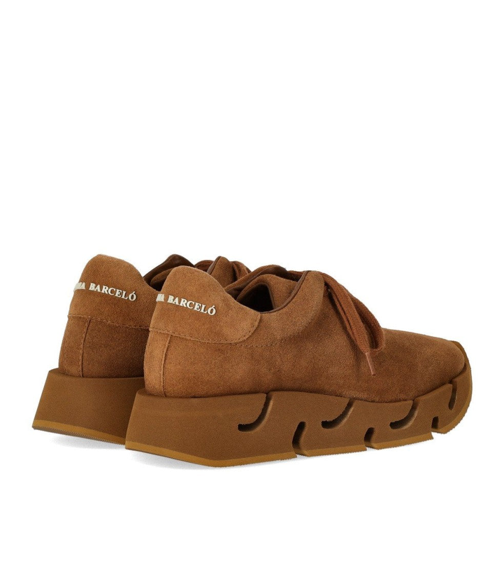 Paloma Barceló Brick Suede Pia Sneakers With Cut-Out Rubber Sole