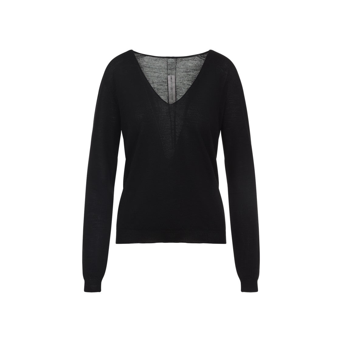 Rick Owens Black Virgin Wool V Neck Pull
