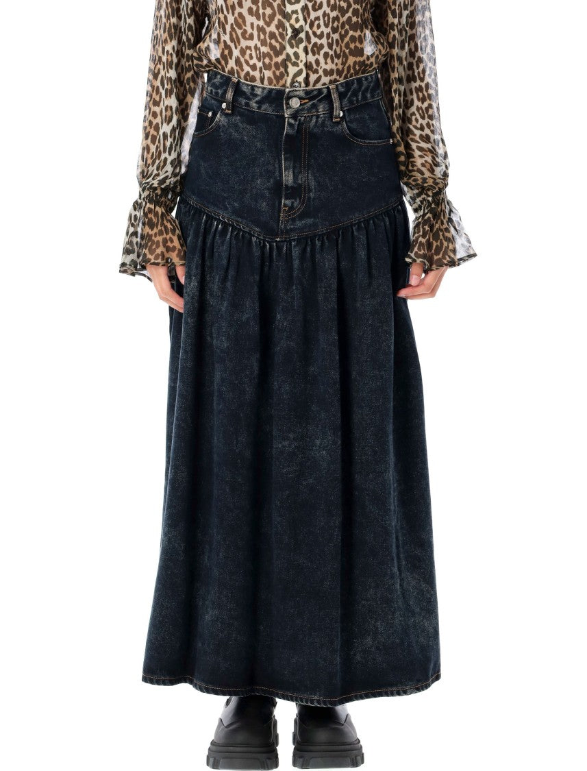 Ganni Denim Long Skirt